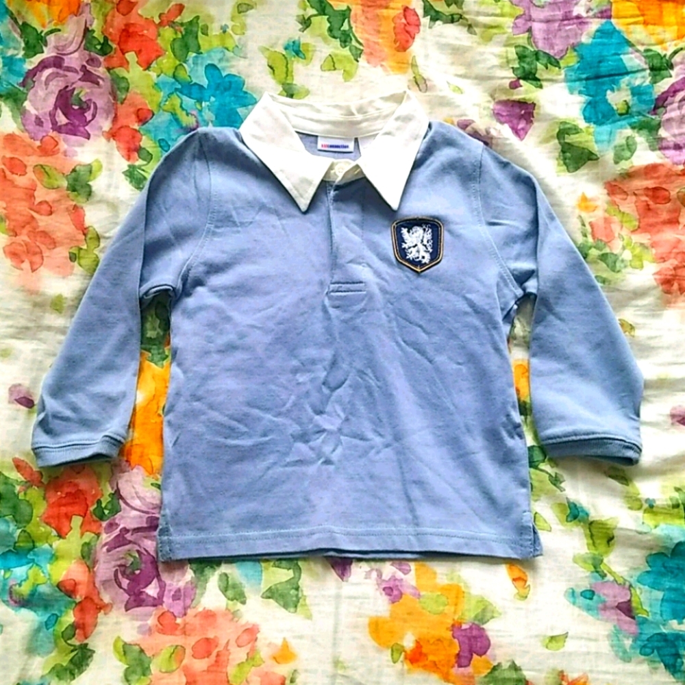 NWOT Kid Connection Light blue long sleeve polo 3T